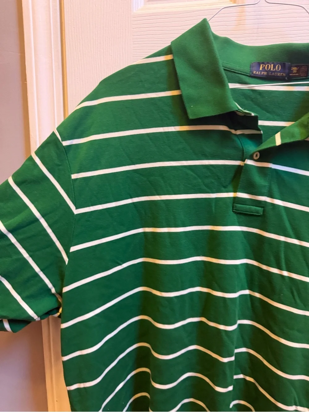 Ralph Lauren Green Polo with White Stripes